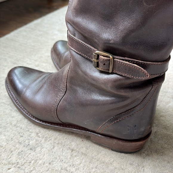 Frye Dorado Tall Brown Buckle Riding Boots - Picture 15 of 16